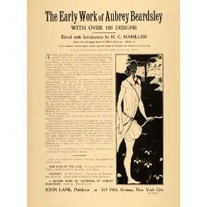  1899 Ad Aubrey Beardsley Man Bow Arrow Marillier Design 