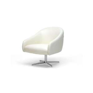  Baxton Studio Balmorale Ivory Leather Modern Swivel Chair 