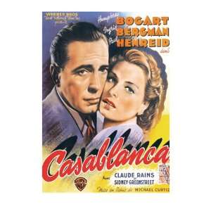  Casablanca (Drawn Bogart & Bergman, French) Movie Poster 
