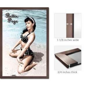 Slate Framed Bettie Page Poster Pin Up Girl Beach FrRp522  
