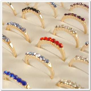   Lots of 50 PCS Gold Plated Rhinestone Crystal Rings 50A27  