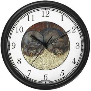  Two Pot Belly / Bellied Pigs / Hogs Wall Clock by 
