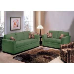  2pc Sofa Loveseat Set with Flared Arms Design in Olive 