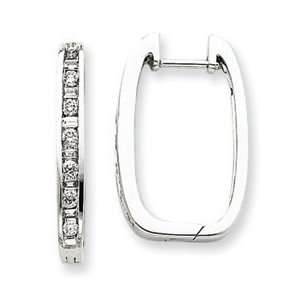  14k White Gold Diamond Square Hoop Earrings: Jewelry
