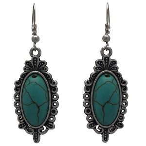  CASLYNN Silver Turquoise Hook Earrings Jewelry