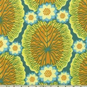 45 Wide Janes Hothouse Garden Water Lily Turquoise Fabric By The 