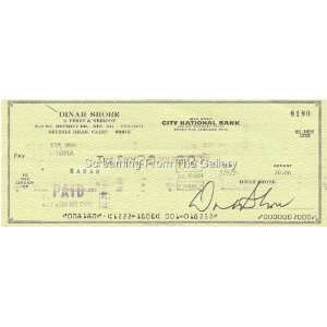  DINAH SHORE HAND SIGNED CHECK AUTOGRAPHED 