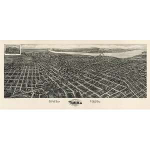 Antique Birds Eye View Map of Tulsa, Oklahoma (1918) by Fowler and 