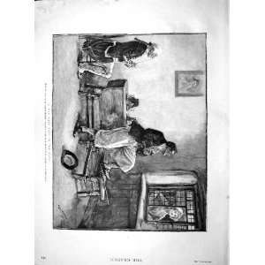    1895 Lady Window House Man Romance Browne Print