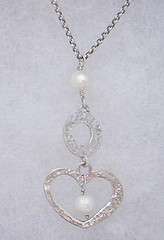 Heart & Pearls Pendant Sterling Silver 925 Necklace  