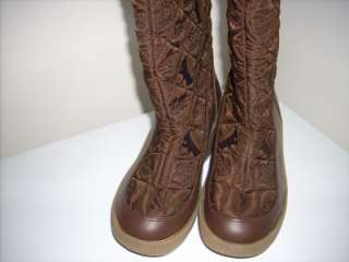 NWOB New Juicy Couture Brown Quilted Wedge Boots 8  