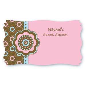  Trendy Flower   Set of 8 Personalized Name Tag Stickers 