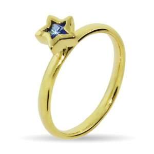 Stackable Reflections Gold Vermeil Blue CZ Star Stackable Ring Size 7 