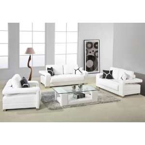  Vig Furniture 2926   White Bonded Leather Sofa Set: Home 