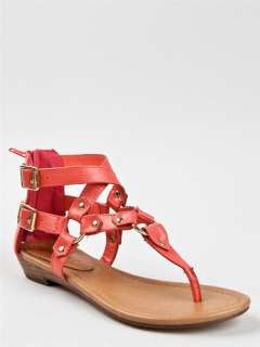   Casual Strappy Buckle Thong Sandal coral Honeysuckle lea08  