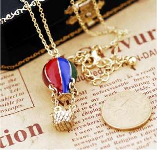 Vintage Ladys hot air balloon necklace long necklace short necklace 