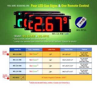 GAS PRICE ELECTRONIC LED SIGN/ 33x15 4 Unit w RC Remote Controller 