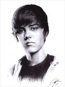 Justin Bieber Sketch Portrait Charcoal Drawing WU268  