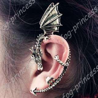   Earring / Vintage Antique Wing Dragons LURE Ear Cuff Warp Clip Earrin
