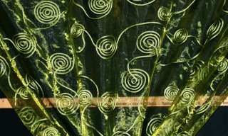Olive Green SPIRAL RIBBON Organza Fabric By the yard  