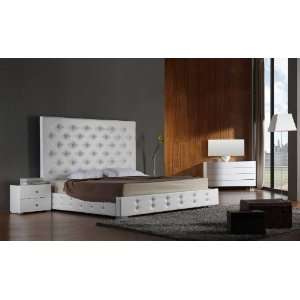  Vig Furniture Elbrus Queen White Modern Leather Platform 
