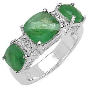  3.50 Carat Genuine Emerald Sterling Silver Ring: Jewelry