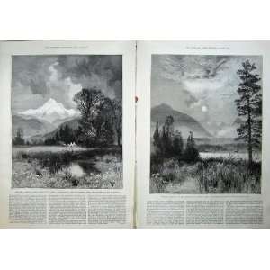   1887 British Columbia Kootenay River Lake Moon Trees