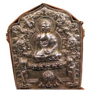   Tibetan Silver Buddhist Tantric Prayer Box Large 