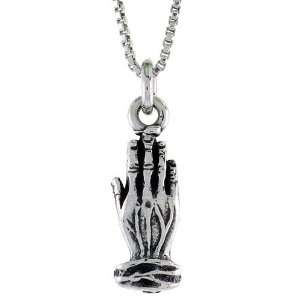  Sterling Silver Praying Hands Pendant, 5/16 in. (8 mm) Long. Jewelry