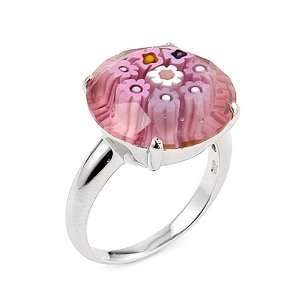  Millefiori Faceted 16mm Pink Color Ring, Size 7 Alan K 