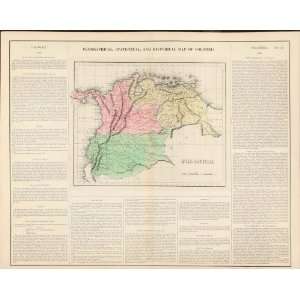  Antique Map of South America, Colombia, 1822: Home 