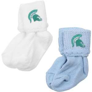 NCAA Michigan State Spartans Infant Light Blue White 2 Pack Non Kick 