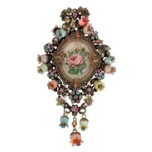 Michal Negrin Magnificent Brooch Beatifully Designed with Roses Cameo 