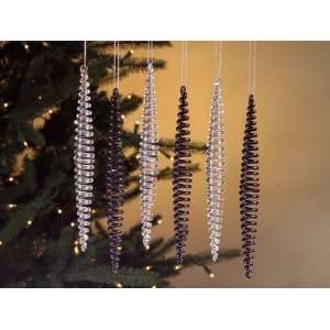   Glass Twist Purple and White Icicle Christmas Ornaments 8 Home