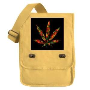  Messenger Field Bag Yellow Marijuana Flowers 60s 