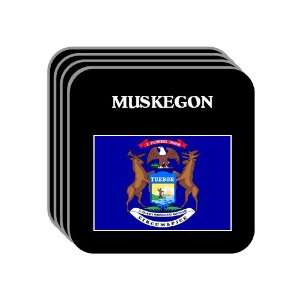  US State Flag   MUSKEGON, Michigan (MI) Set of 4 Mini 