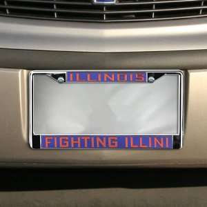  NCAA Illinois Fighting Illini Blue Mirror License Plate 