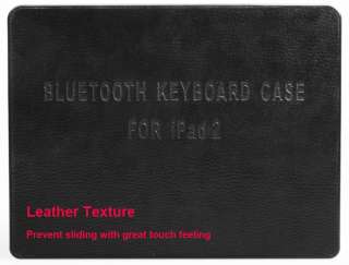 Bluetooth Keyboard Case Cover for iPad 2 PU Leather Rechargeable Li 
