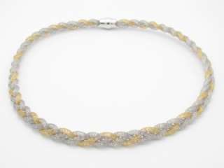   18KT YELLOW GOLD STERLING SILVER TWISTED ITALIAN MESH NECKLACE  