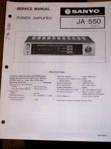 Sanyo JA550 JA 550 Power Amplifier Service Manual  