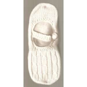  BRAND NEW CREAM COLORED WARM KNIT MARY JANE STYLE SLIPPERS 
