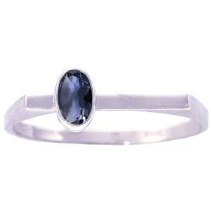   Gold Oval Gemstone Stackable Ring Iolite, size8 diViene Jewelry