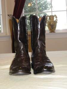 LUCCHESE CLASSICS BLACK CHERRY OSTRICH ROPER BOOTS MODEL L3083 SIZE 9 