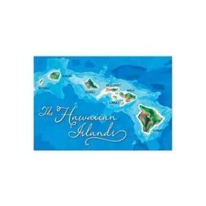   Hawaiian Souvenir Magnet Tin Hawaii Map Blue: Kitchen & Dining