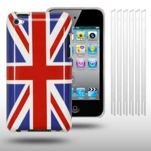 IPOD TOUCH 4 UNION JACK BACK COVER / CASE / SHELL / SKIN / GEL WITH 6 