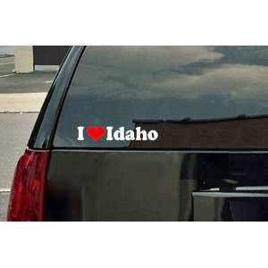  I Love Idaho Vinyl Decal   White with a red heart 