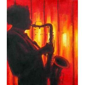 Saxophone Man Oil Painting on Canvas Hand Made Replica Finest Quality 