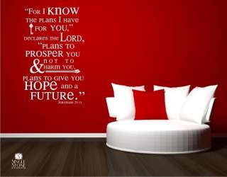 Wall Decal Quote Jeremiah 29:11   Vinyl Sticker Art  