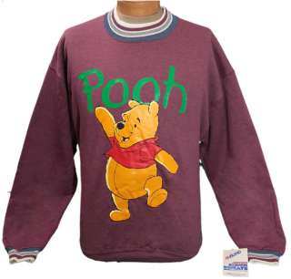 Pooh Burgundy Sweatshirt with Large Pooh Figure and Pooh Written in 