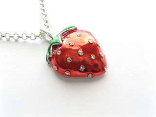 RED HOT JUICY STRAWBERRY NECKLACE PENDANT 16 18 NEW   HOT ITEM 